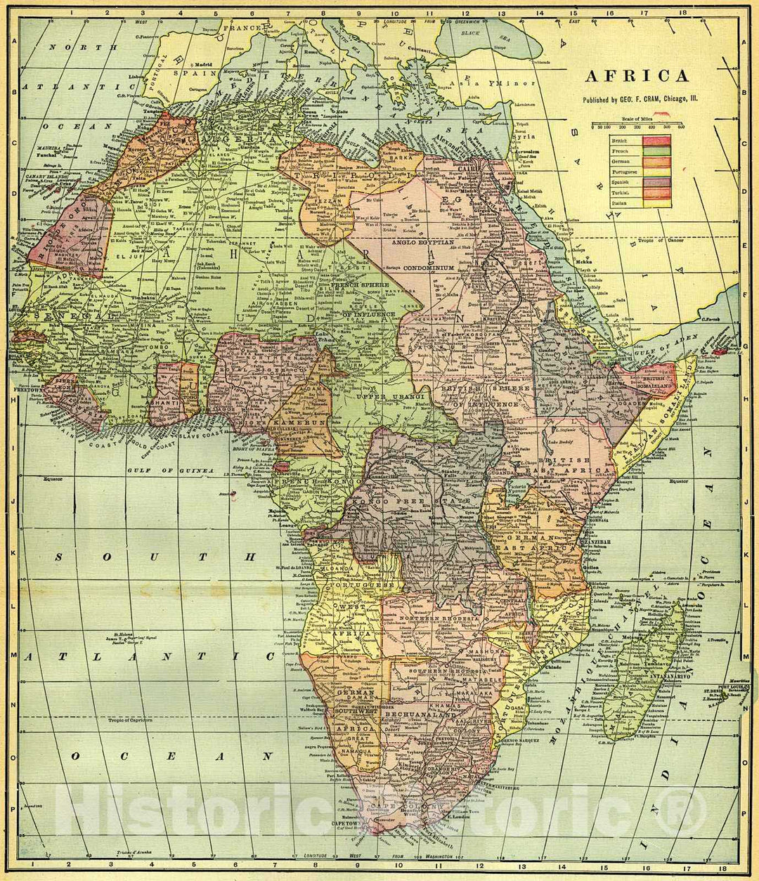 Historic Map : 1907 Africa : Vintage Wall Art