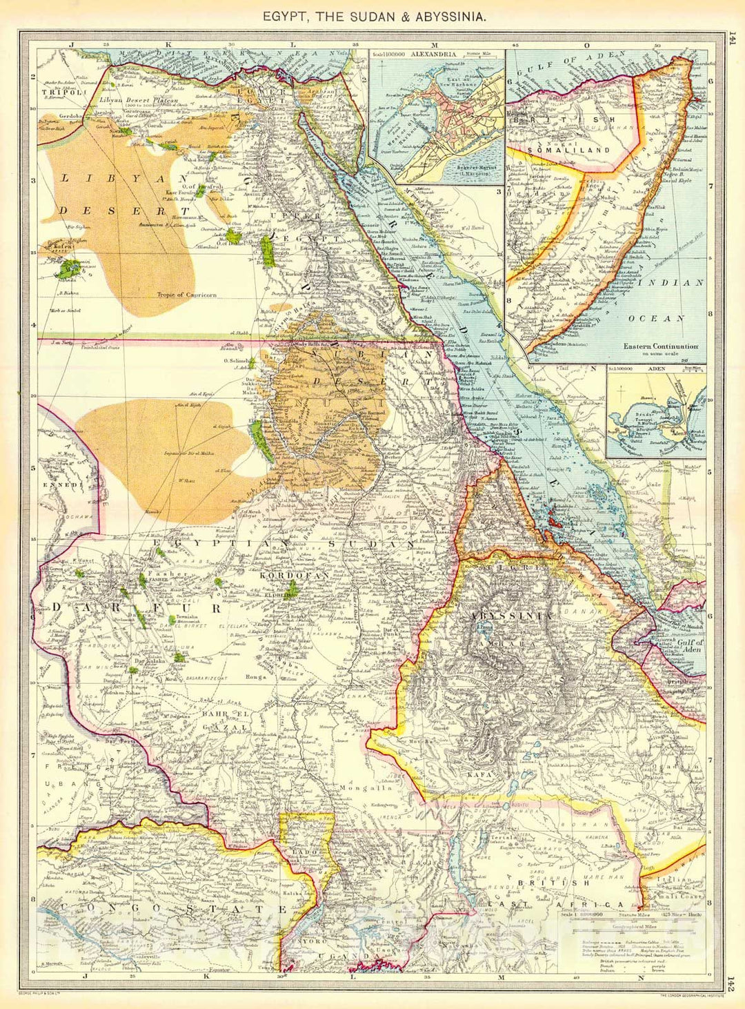 Historic Map : 1910 Egypt, The Sudan and Abyssinia : Vintage Wall Art