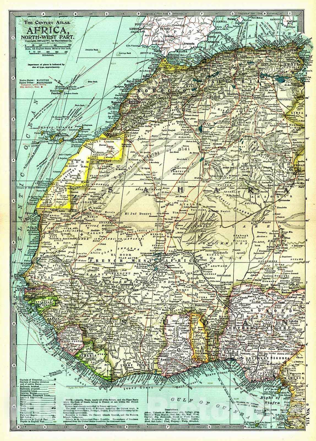 Historic Map : 1913 Africa, North West Part : Vintage Wall Art