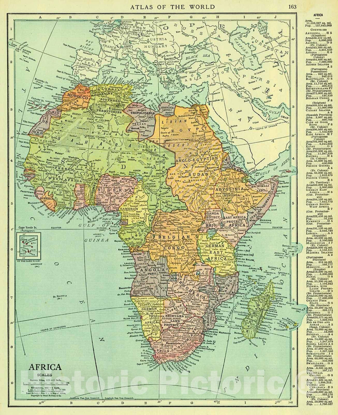 Historic Map : 1916 Africa : Vintage Wall Art