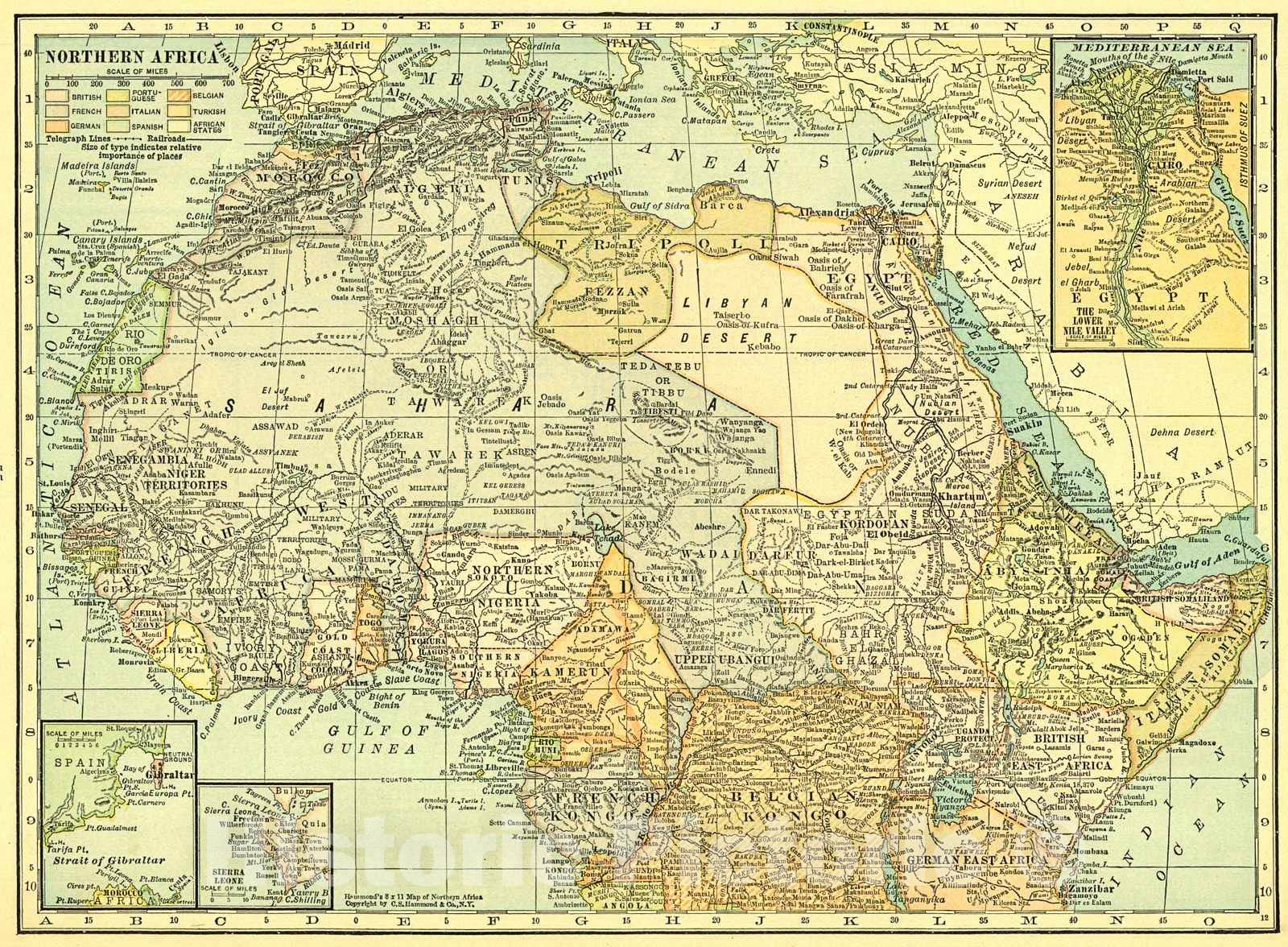 Historic Map : 1917 Northern Africa : Vintage Wall Art