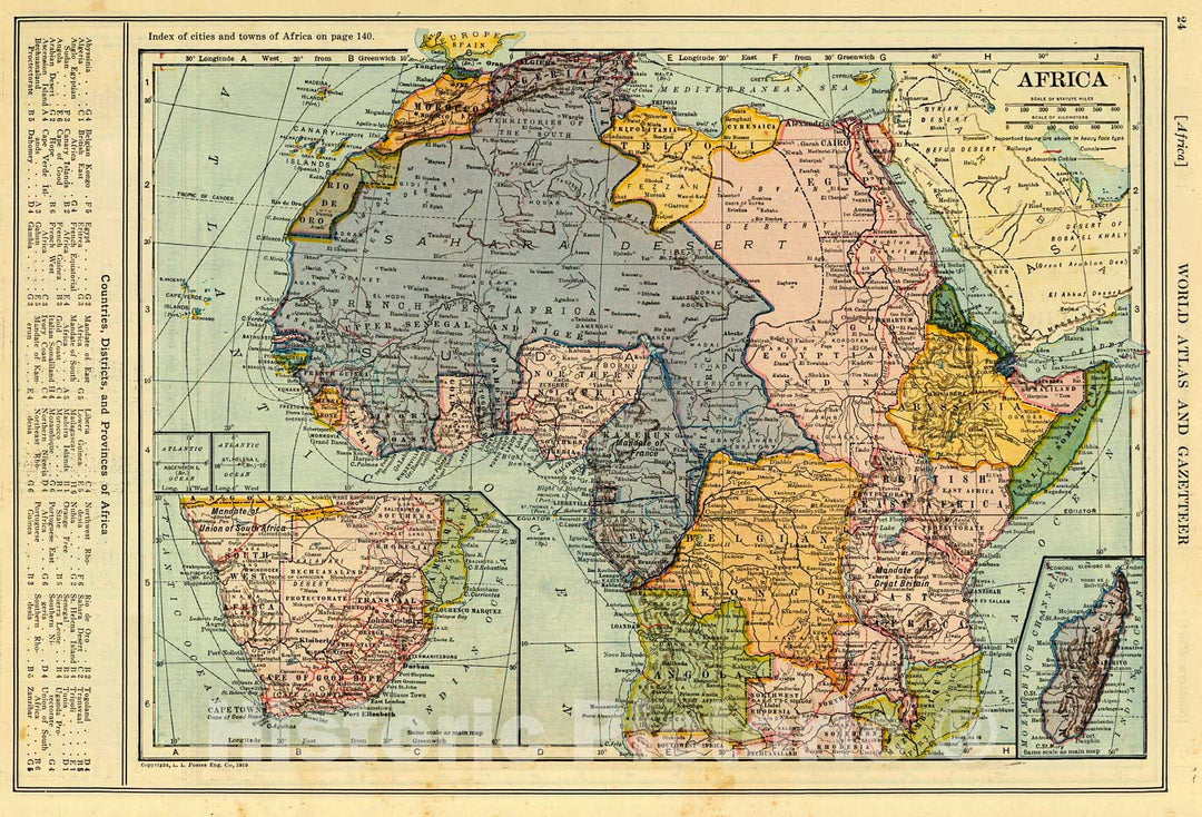 Historic Map : 1920 Africa : Vintage Wall Art