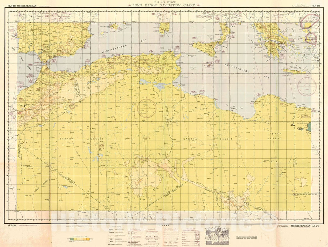 Historic Map : 1948 U.S. Air Force Long Range Navigation Chart: Mediterranean: LR-24 : Vintage Wall Art