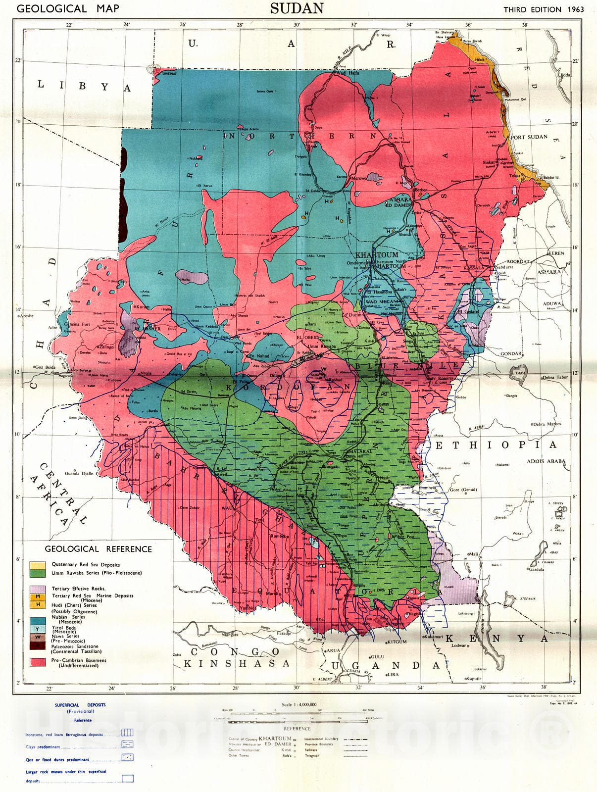 Historic Map : 1967 Geological Map- Sudan : Vintage Wall Art