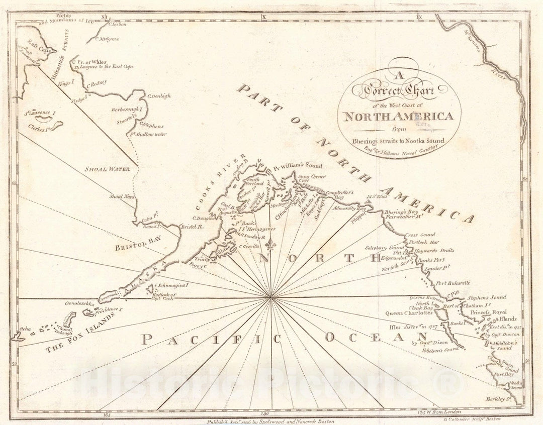 Historic Map : 1796 A Correct Chart of the West Coast of North America from Bhering's Straits to Nova Scotia : Vintage Wall Art