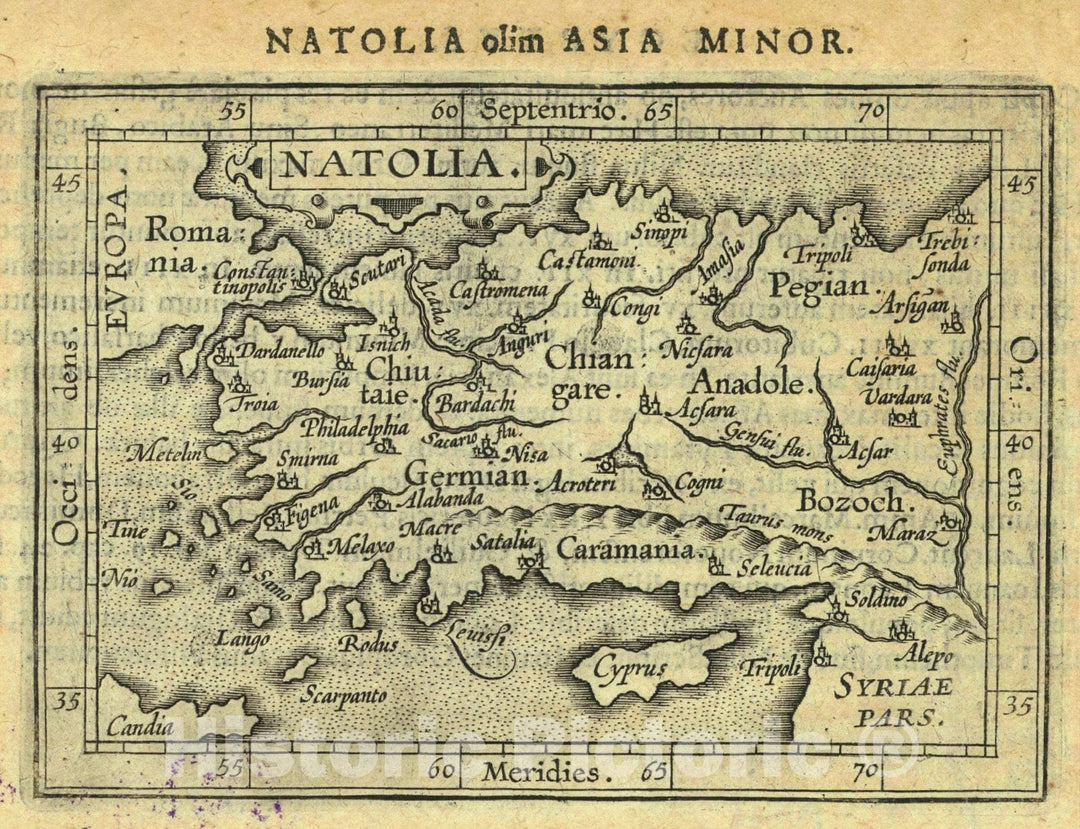 Historic Map : 1601 Natolia olim Asia Minor : Vintage Wall Art