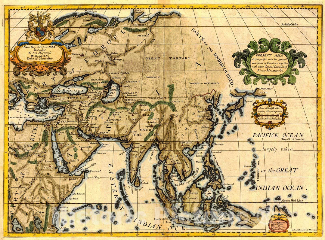 Historic Map : 1718 A New Map of Present Asia : Vintage Wall Art