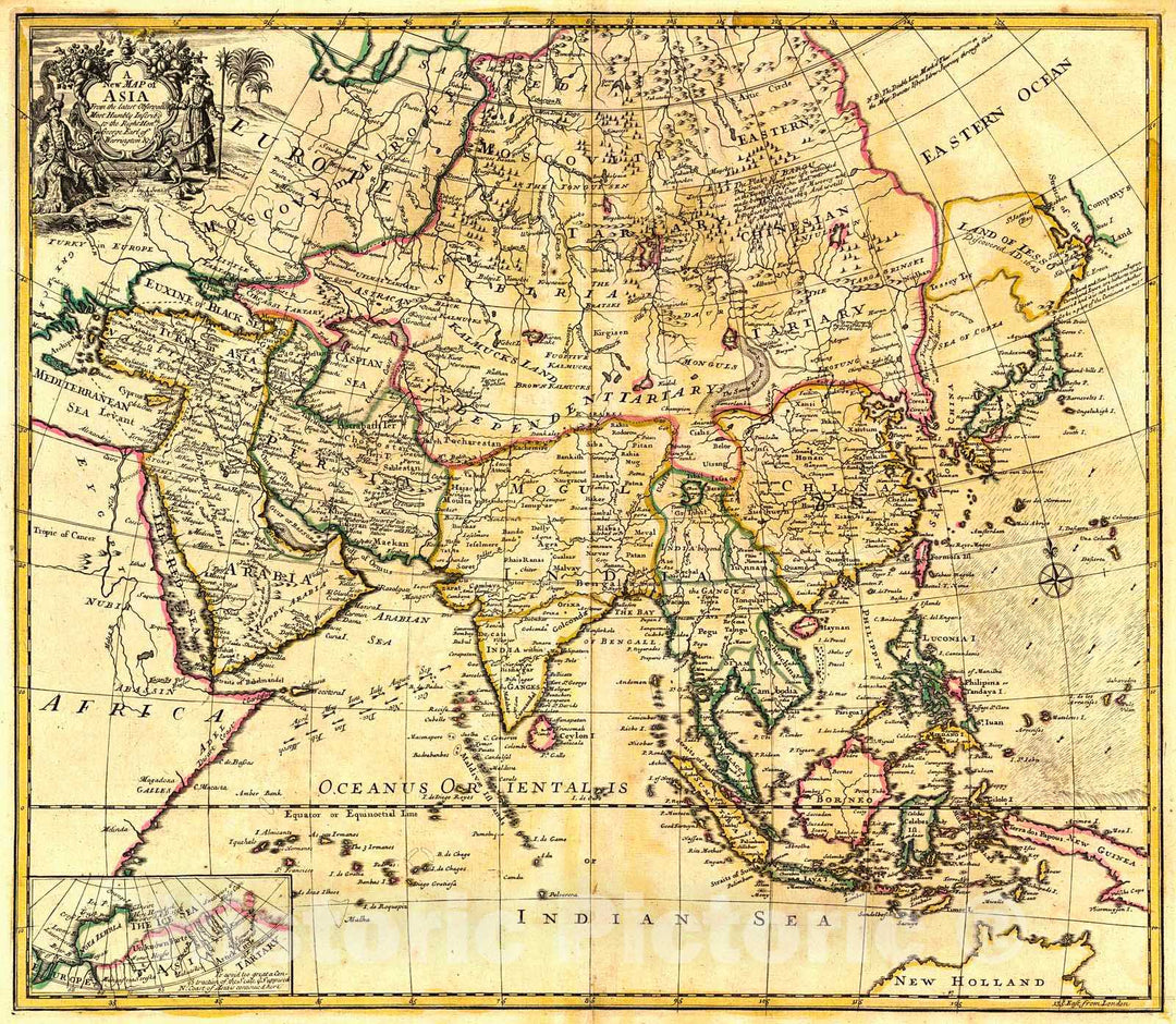 Historic Map : 1721 A New Map of Asia: From the Latest Observations : Vintage Wall Art