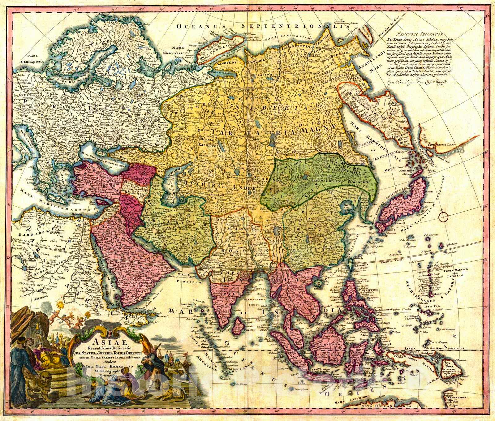 Historic Map : 1730 Asiae, Recentisima Delineatio Qua Status et Imperia Totius Orientis : Vintage Wall Art