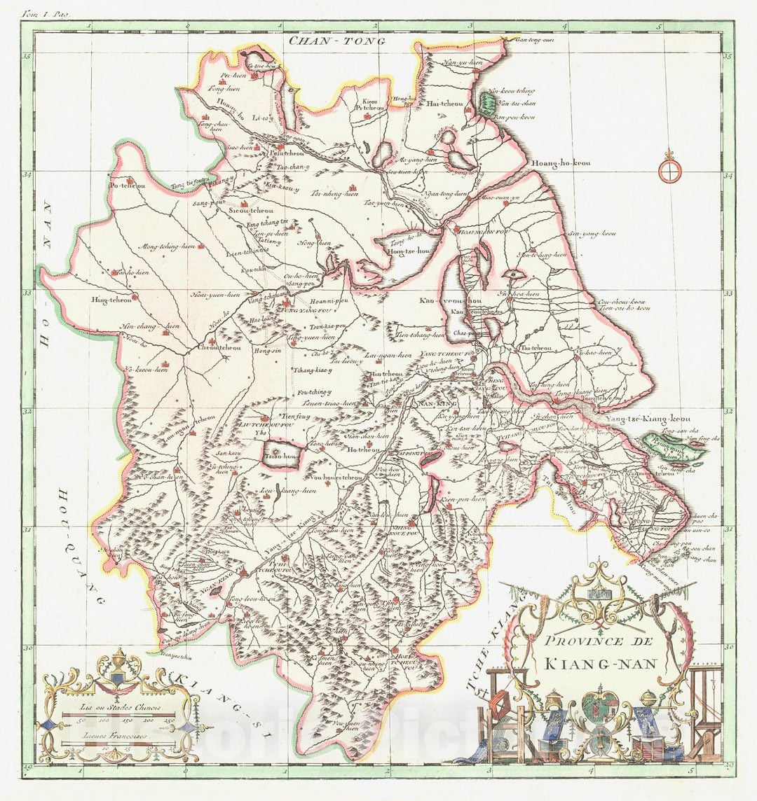 Historic Map : 1735 Province de Kiang - Nan (China) : Vintage Wall Art