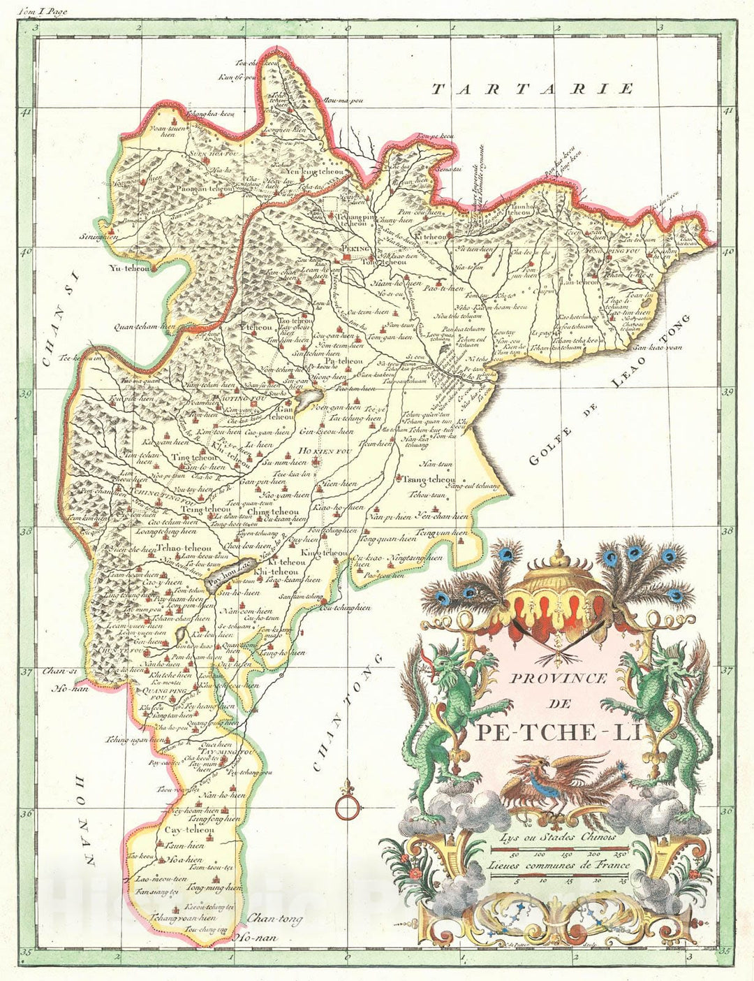 Historic Map : 1735 Province de Pe-Tche-Li (China) : Vintage Wall Art