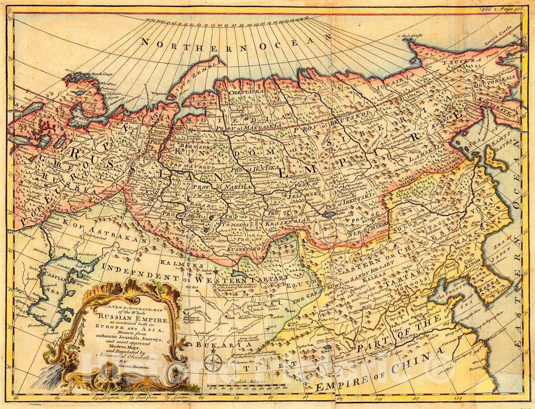 Historic Map : 1747 A New & Accurate of the Whole Russian Empire as contain'd both in Europe and Asia : Vintage Wall Art