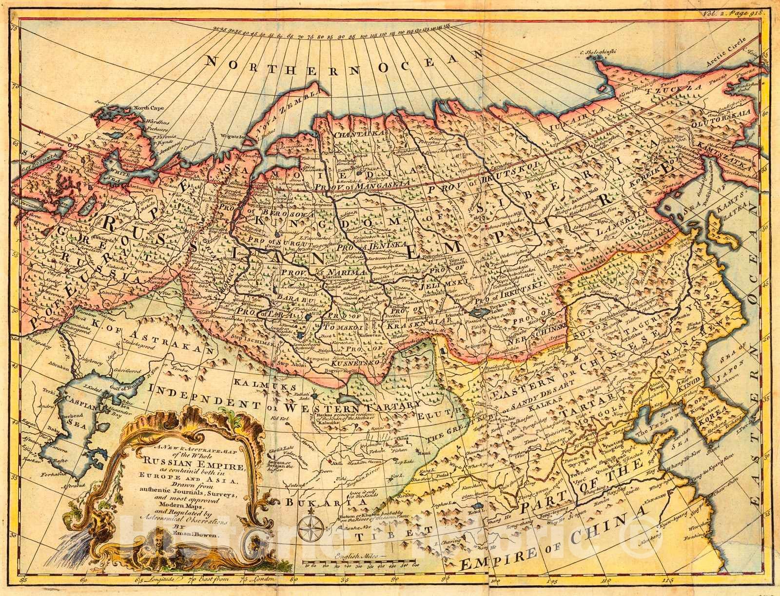 Historic Map : 1747 A New & Accurate of the Whole Russian Empire as contain'd both in Europe and Asia : Vintage Wall Art