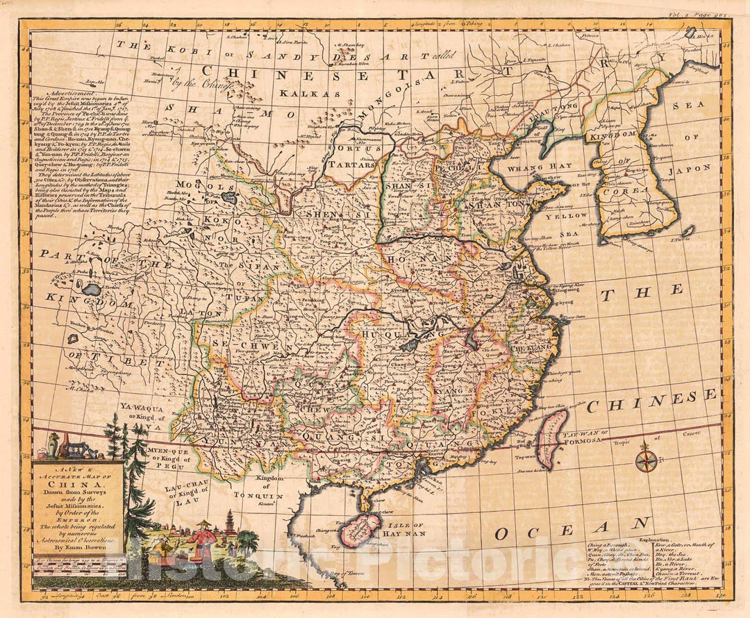 Historic Map : 1747 A New & Accurate Map of China : Vintage Wall Art