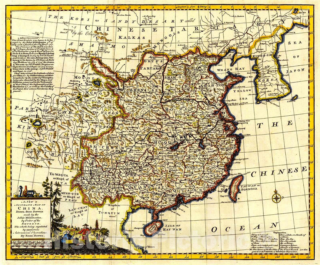 Historic Map : 1762 A New and Accurate Map of China : Vintage Wall Art