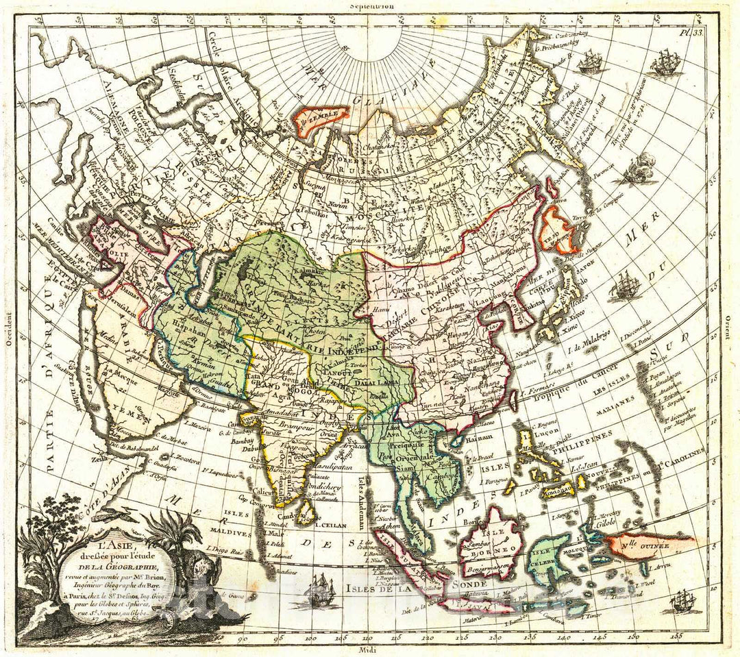 Historic Map : 1766 L'Asia : Vintage Wall Art