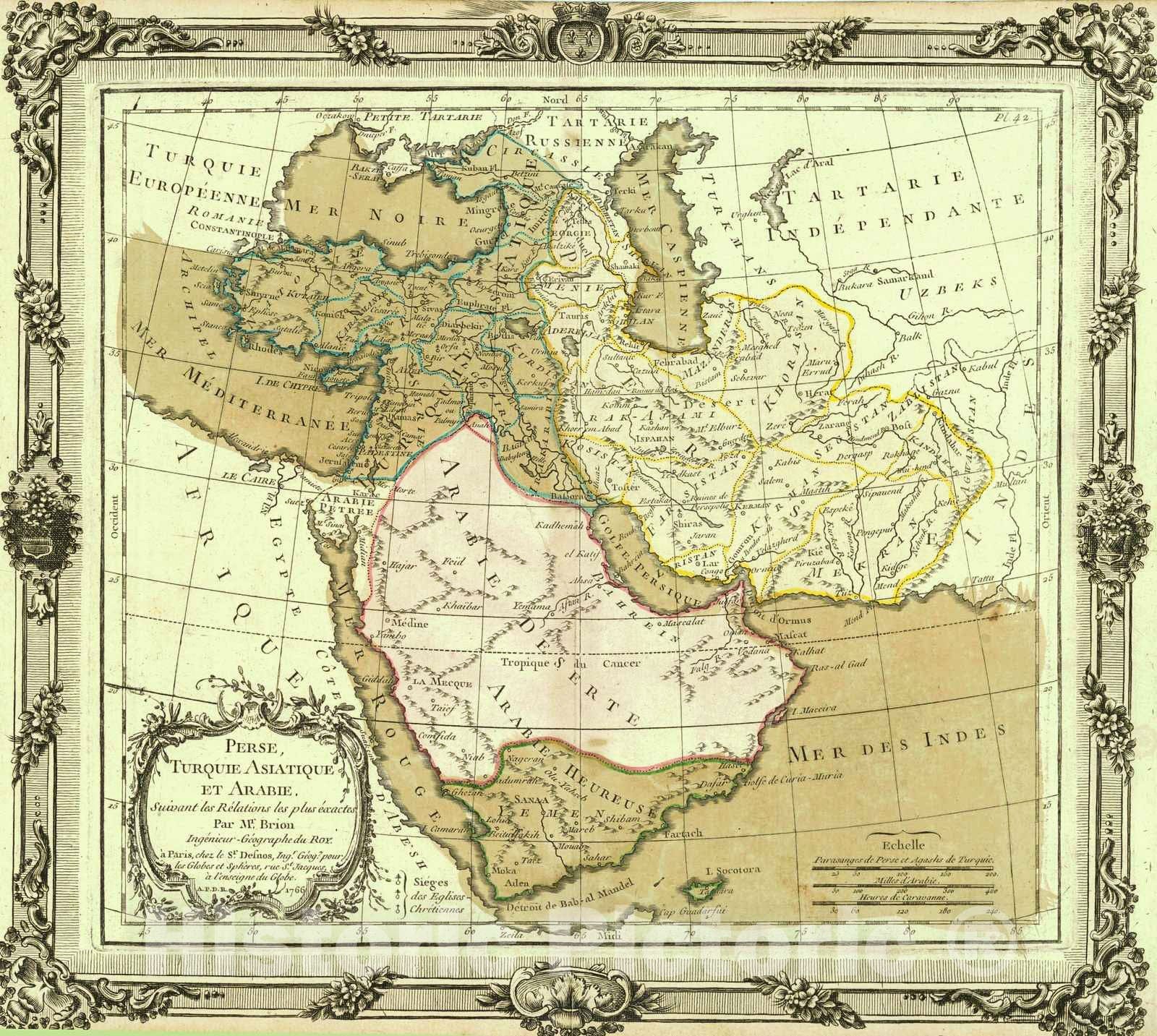 Historic Map : 1766 Perse, Turquie Asiatique et Arabie : Vintage Wall Art