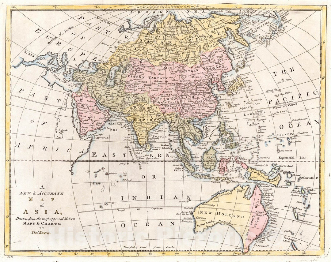 Historic Map : 1780 A New & Accurate Map of Asia : Vintage Wall Art