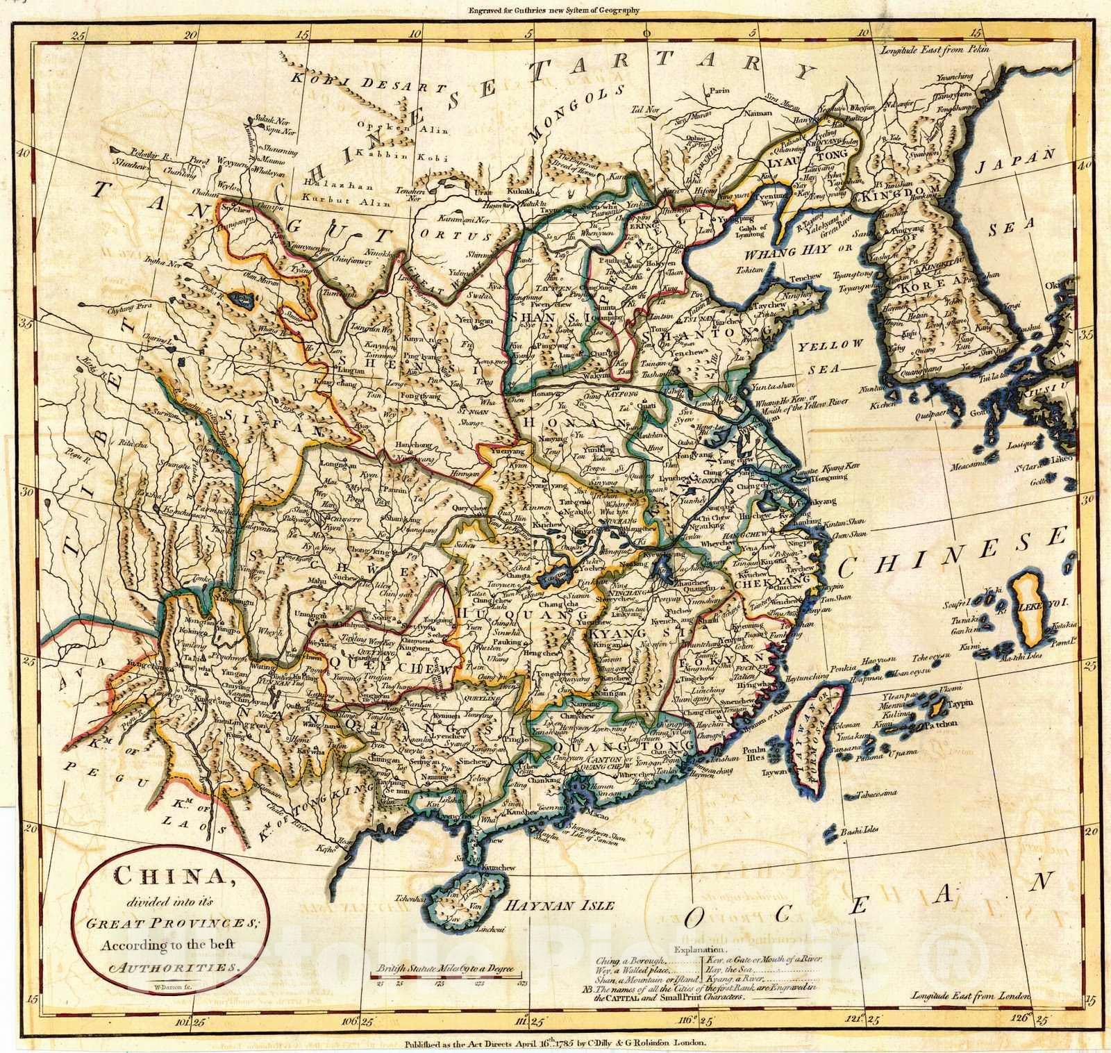 Historic Map : 1785 China divided into its Greater Provinces according to the Best Authorities : Vintage Wall Art