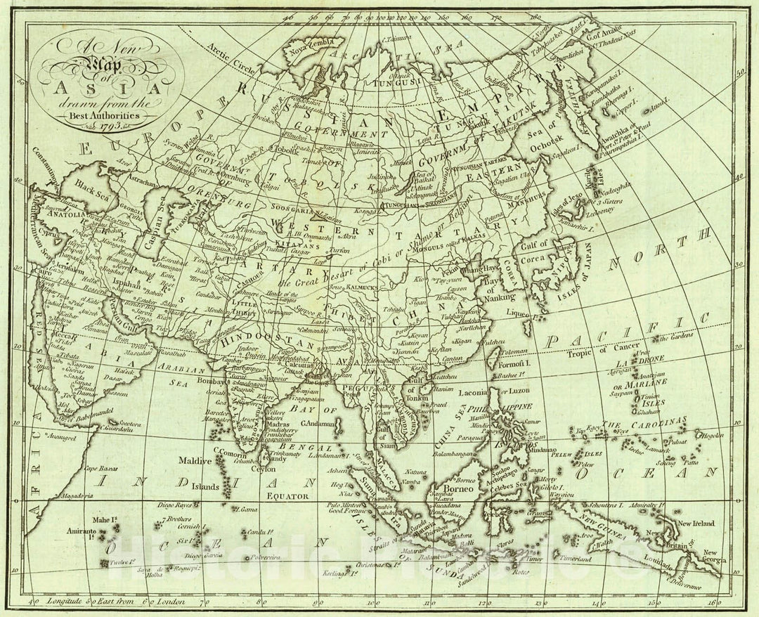 Historic Map : 1793 A New Map of Asia drawn from the best Authorities : Vintage Wall Art