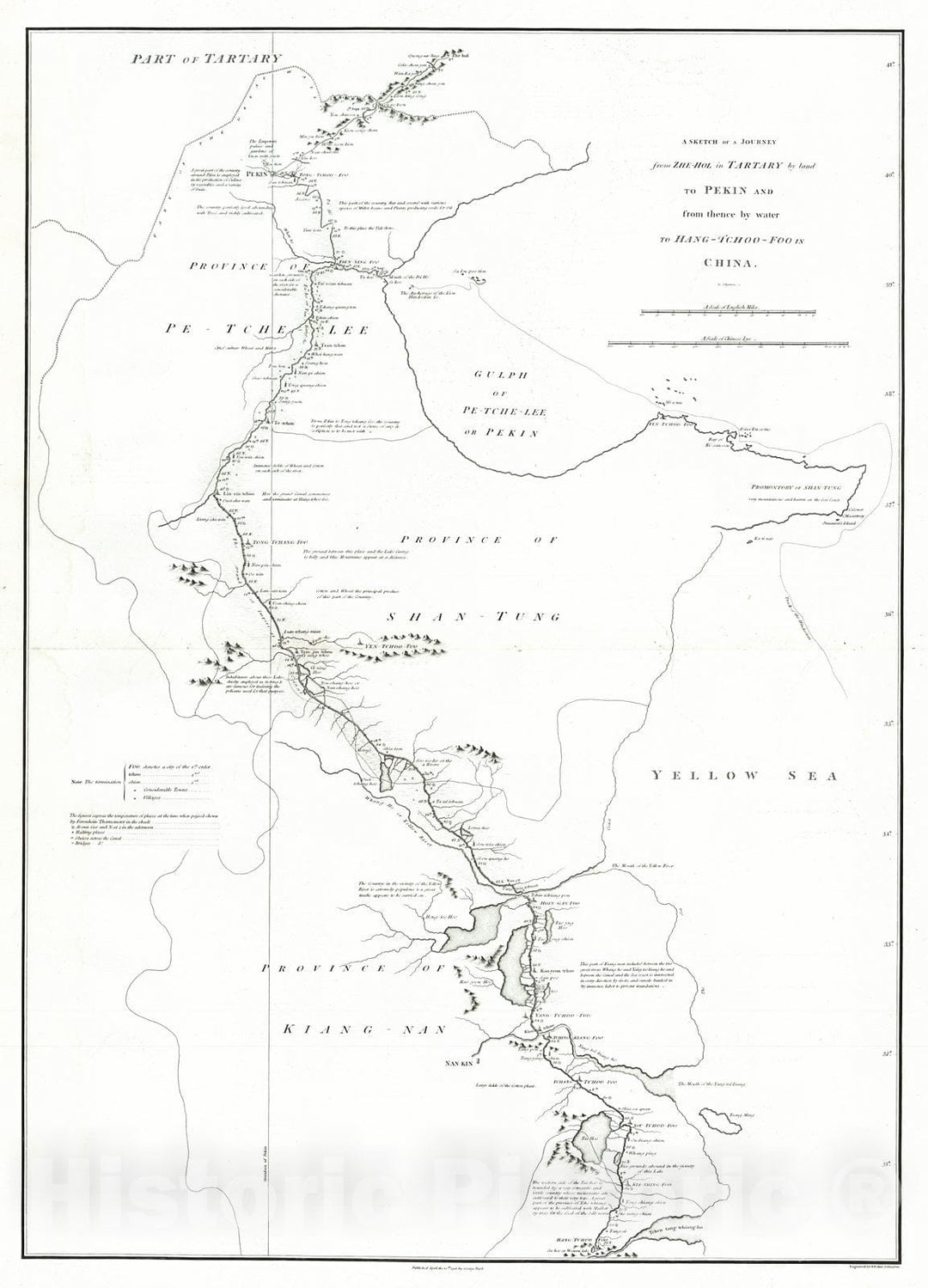 Historic Map : 1796 A sketch of a journey from the Zhe-Hol in Tartany by land to Peking & from thence by water to Hang-Tchoo-Foo in China : Vintage Wall Art