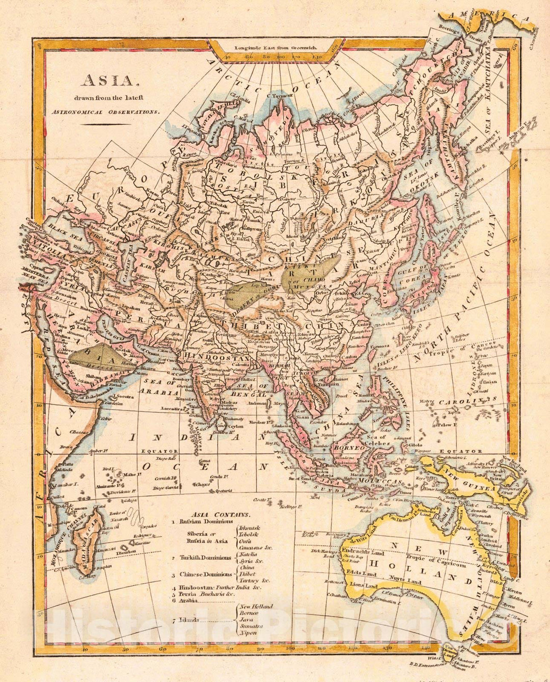 Historic Map : 1800 Asia, drawn from the latest Astronomical Observations : Vintage Wall Art