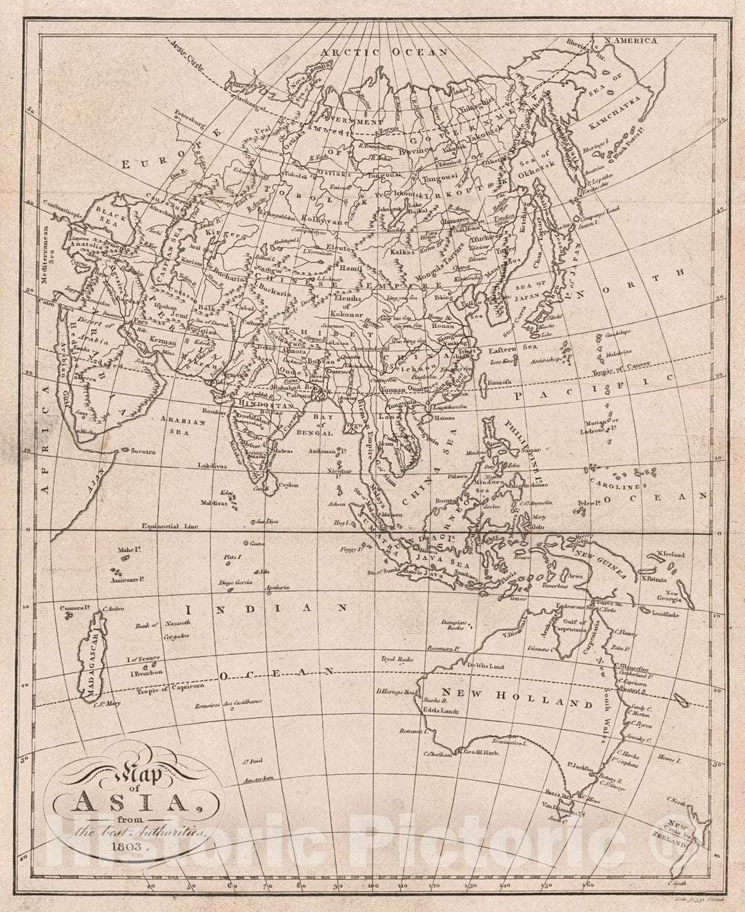 Historic Map : 1805 Map of Asia, from the best Authorities : Vintage Wall Art