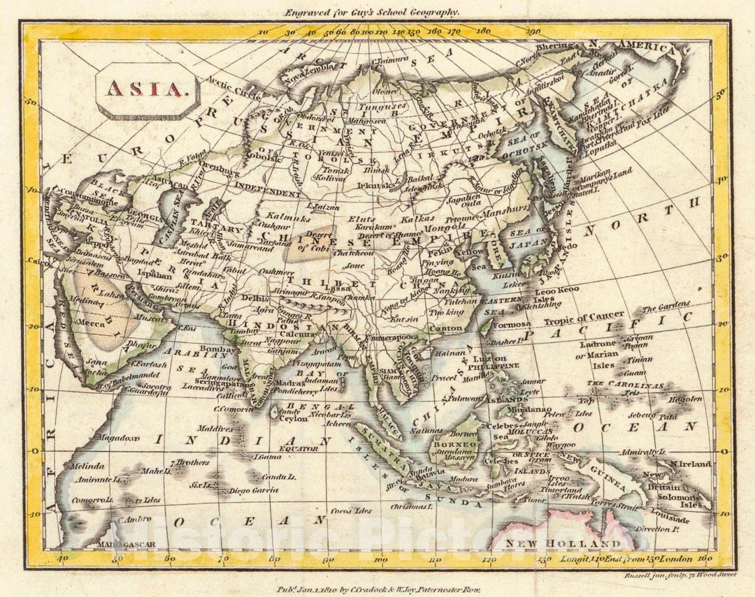 Historic Map : 1810 Asia : Vintage Wall Art