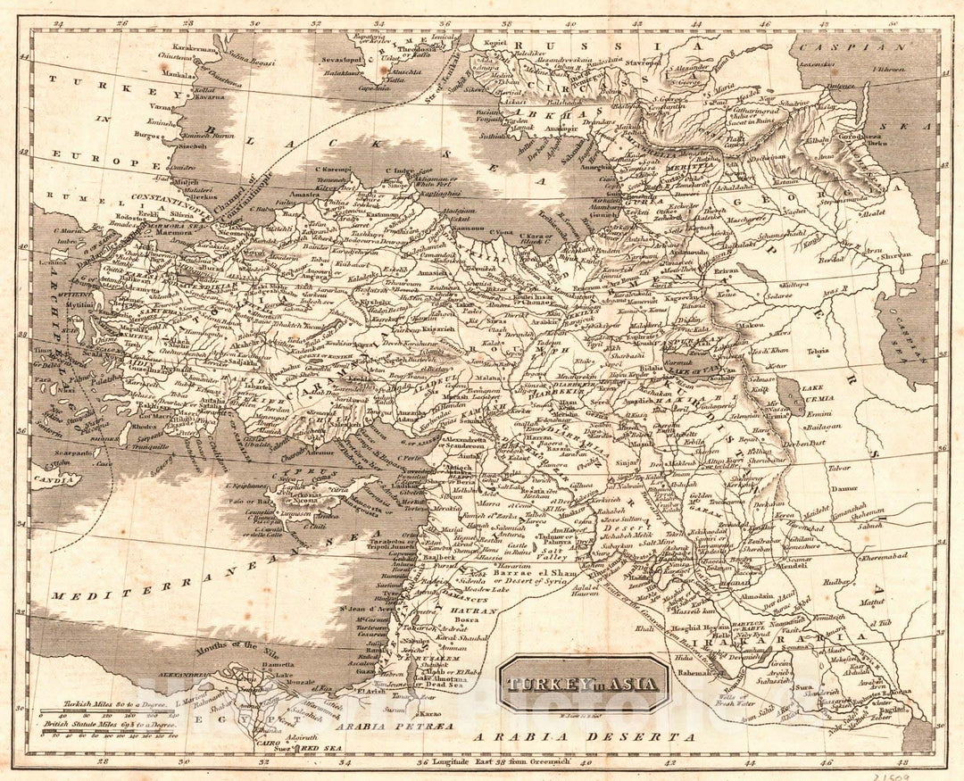 Historic Map : 1819 Turkey in Asia : Vintage Wall Art