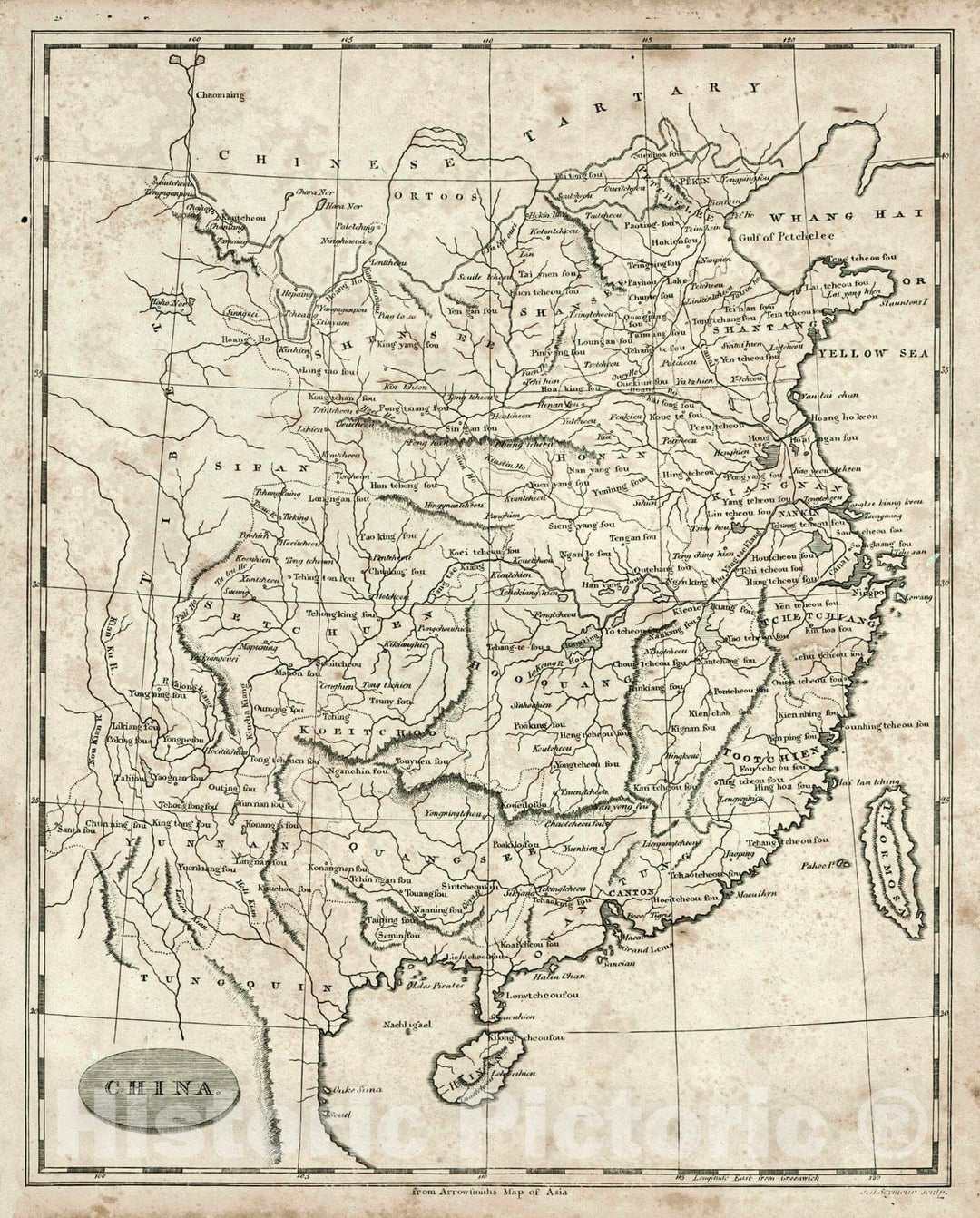 Historic Map : 1819 China : Vintage Wall Art