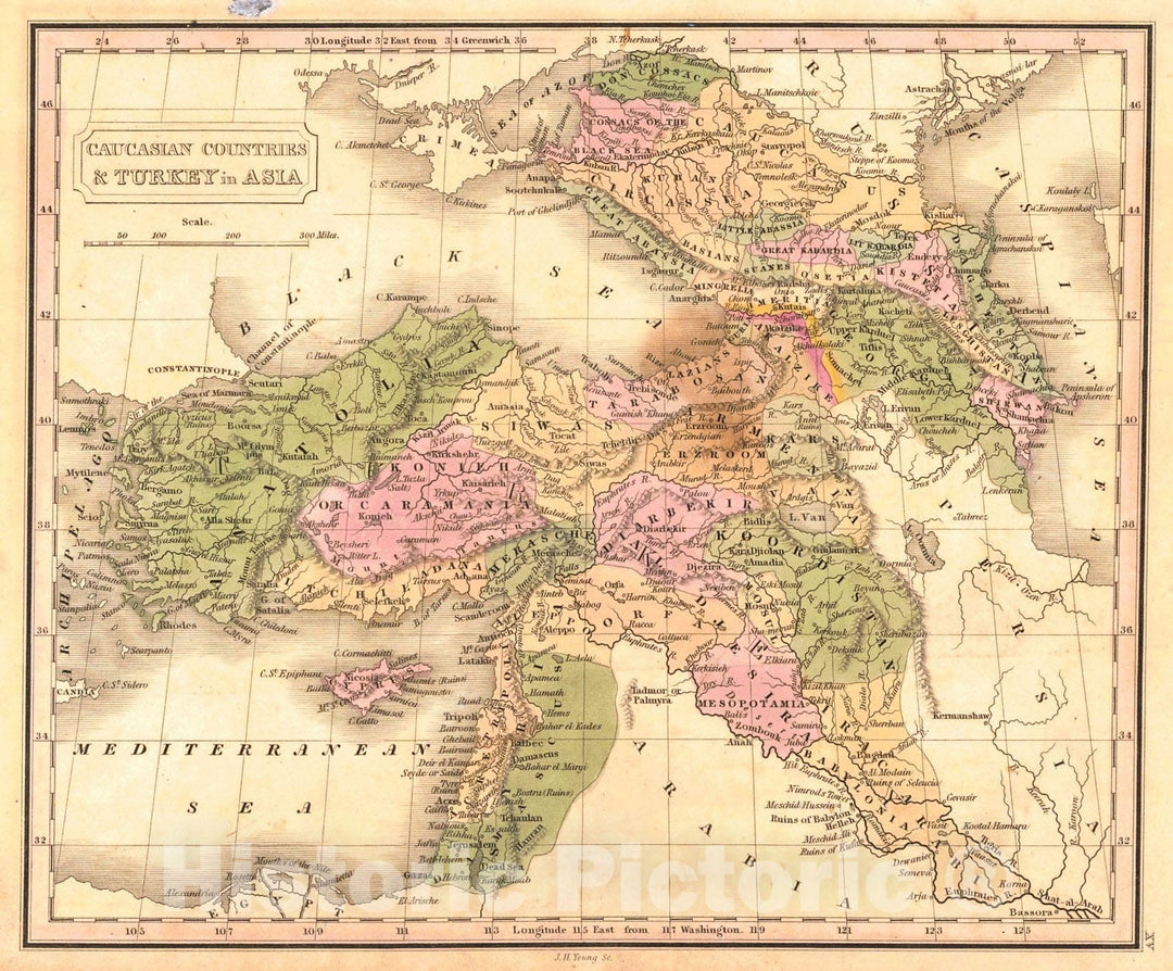 Historic Map : 1828 Causasian Countries & Turkey in Asia : Vintage Wall Art