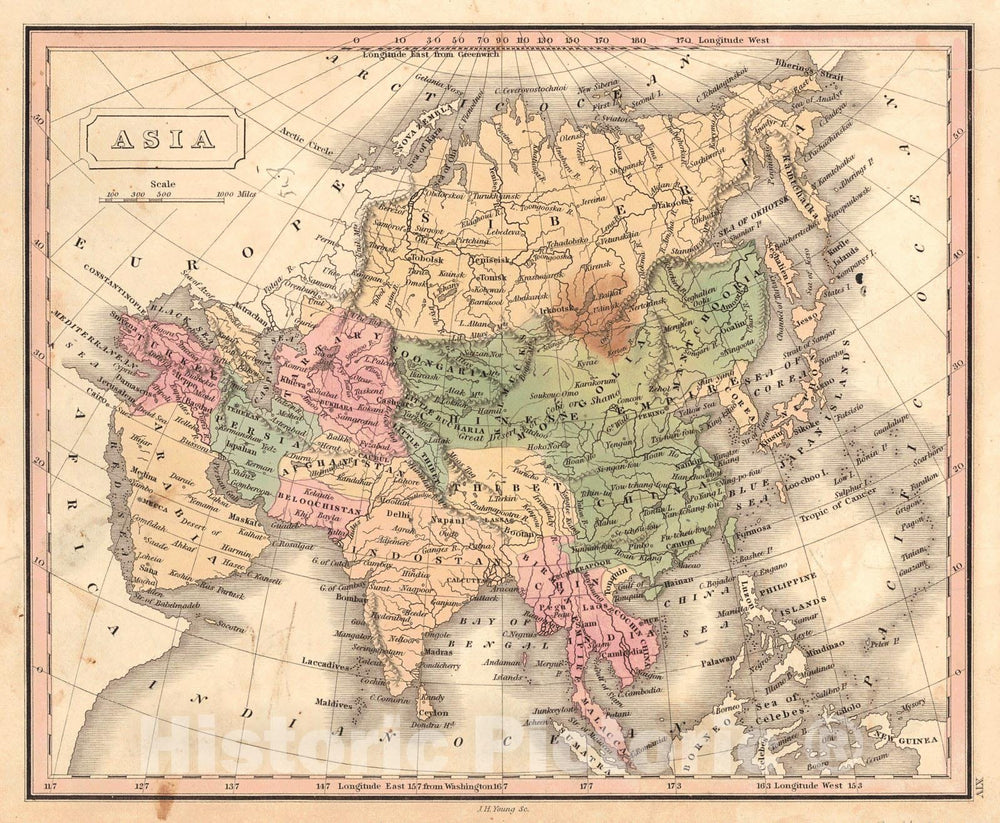 Historic Map : 1828 Asia : Vintage Wall Art