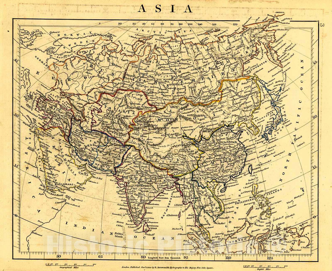 Historic Map : Asia, 1828 : Vintage Wall Art