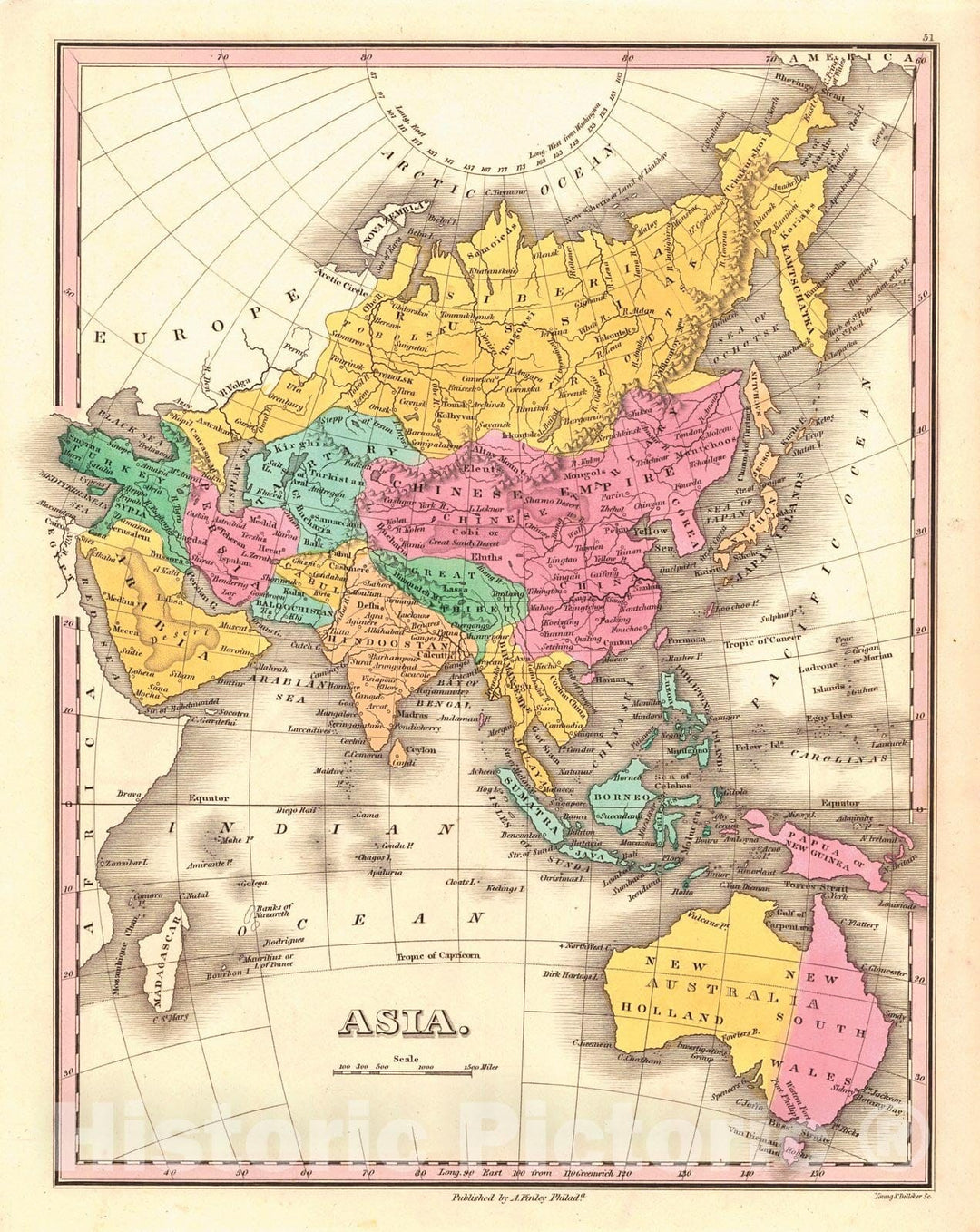 Historic Map : 1829 Asia : Vintage Wall Art