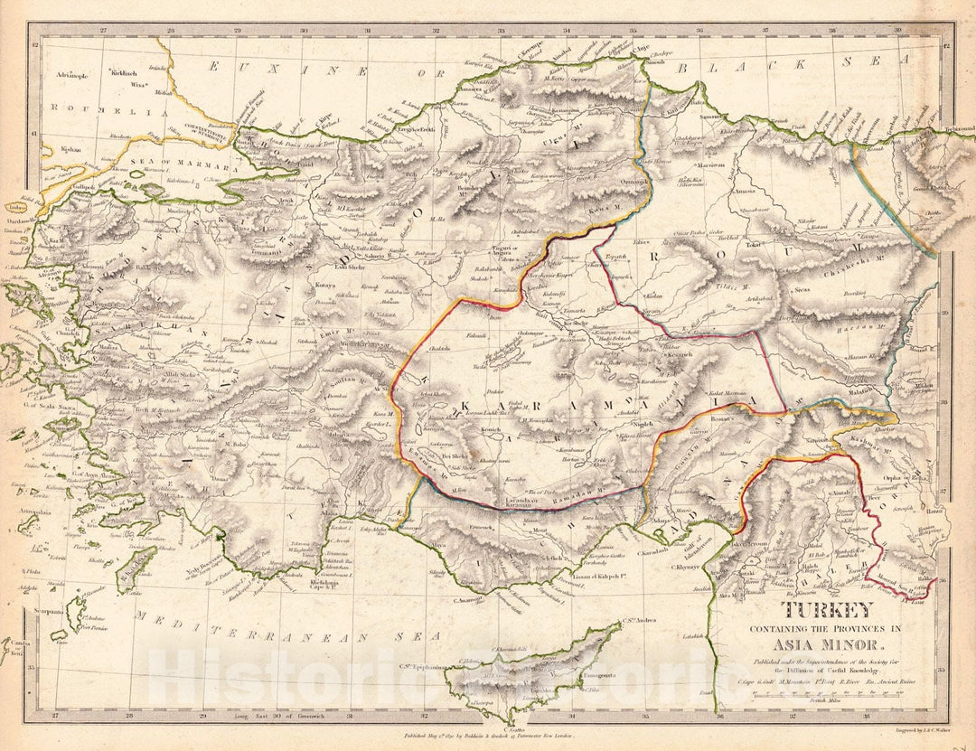 Historic Map : 1830 Turkey Containing the Provinces in Asia Minor : Vintage Wall Art