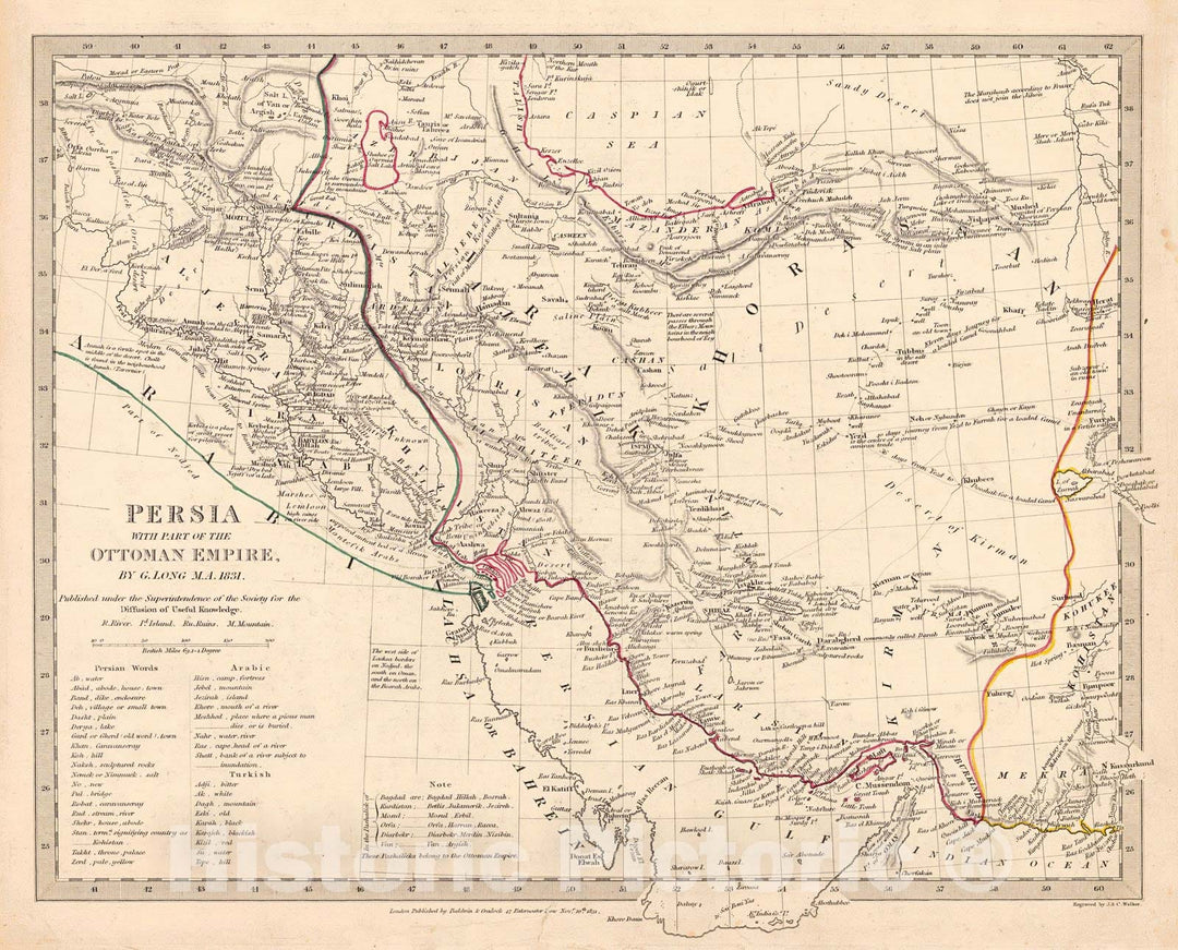 Historic Map : 1831 Persia with part of the Ottoman Empire  : Vintage Wall Art