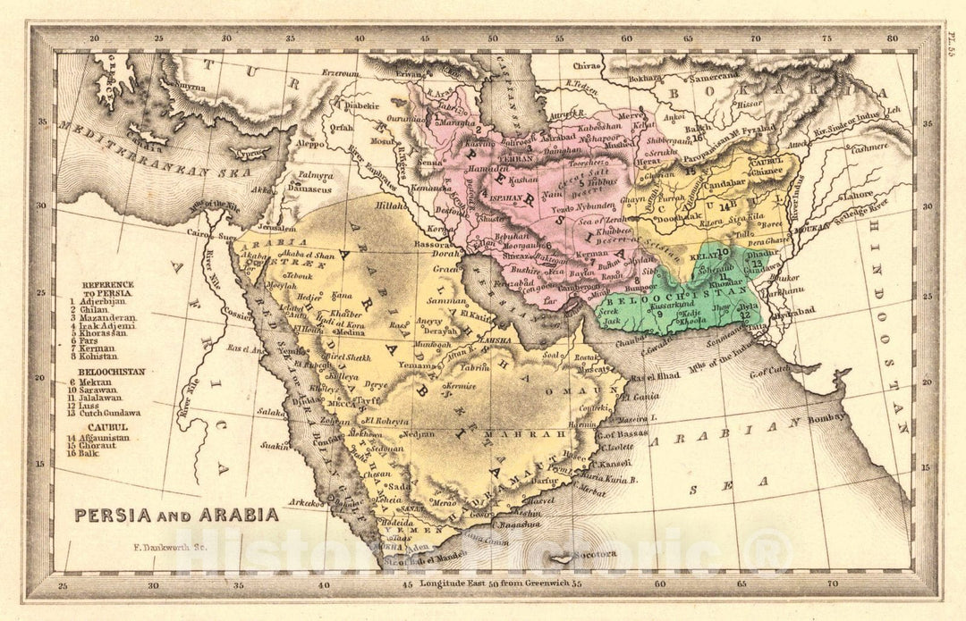 Historic Map : 1832 Persia and Arabia : Vintage Wall Art