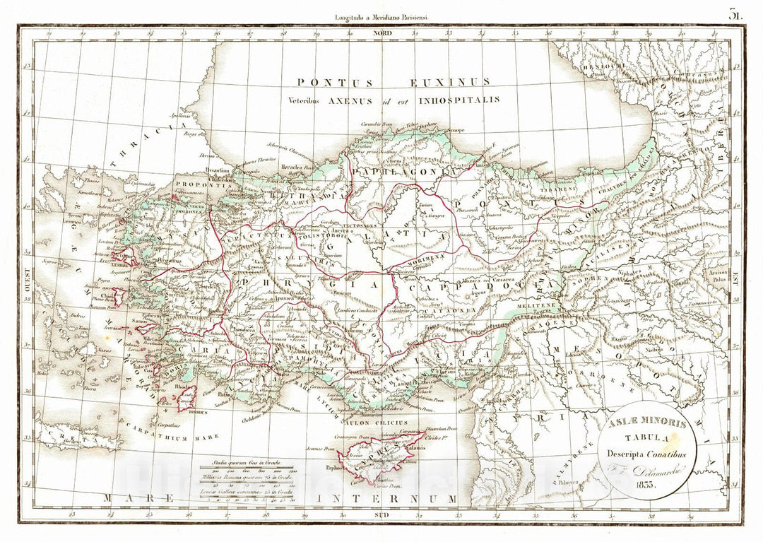 Historic Map : 1834 Asiae Minoris Tabula Descripta Conatibus  : Vintage Wall Art