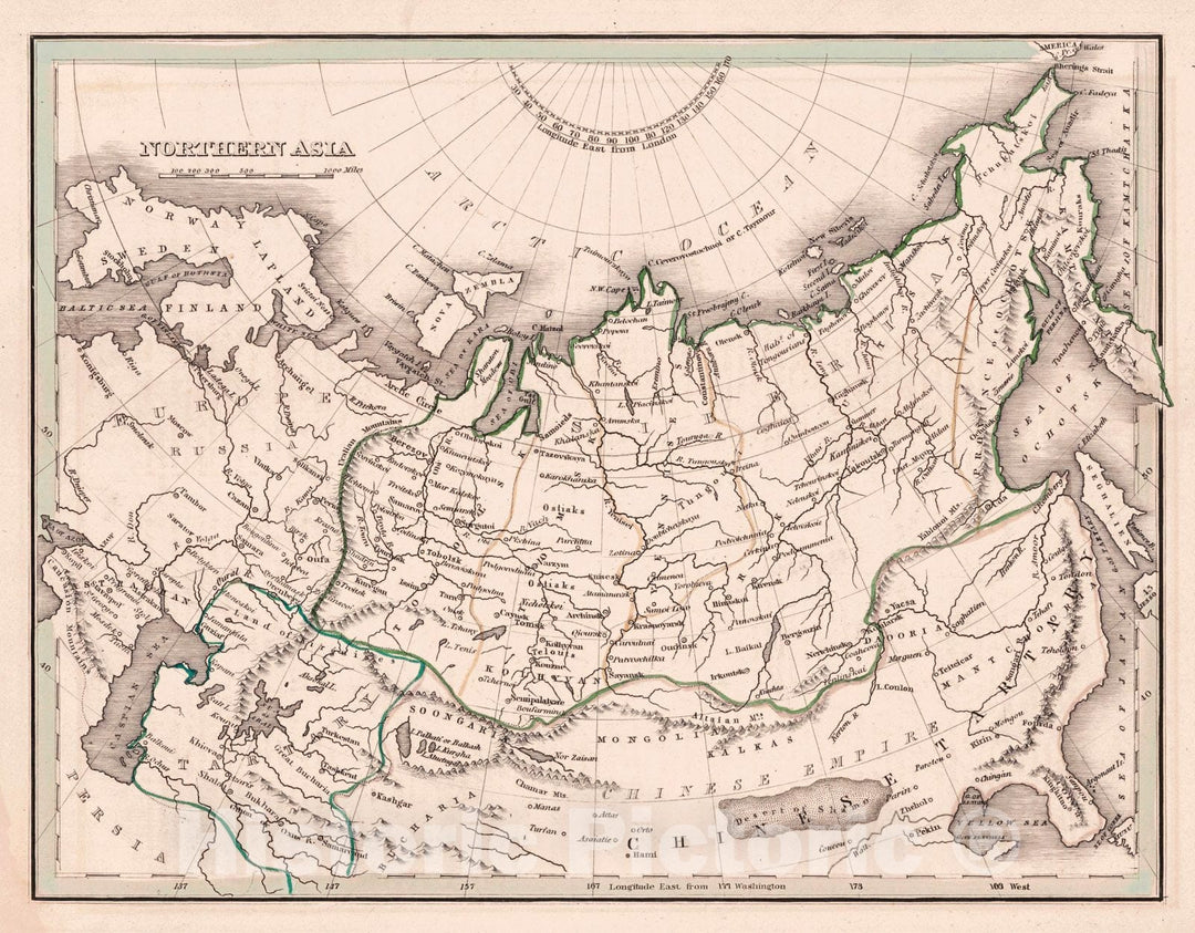 Historic Map : 1835 Northern Asia : Vintage Wall Art