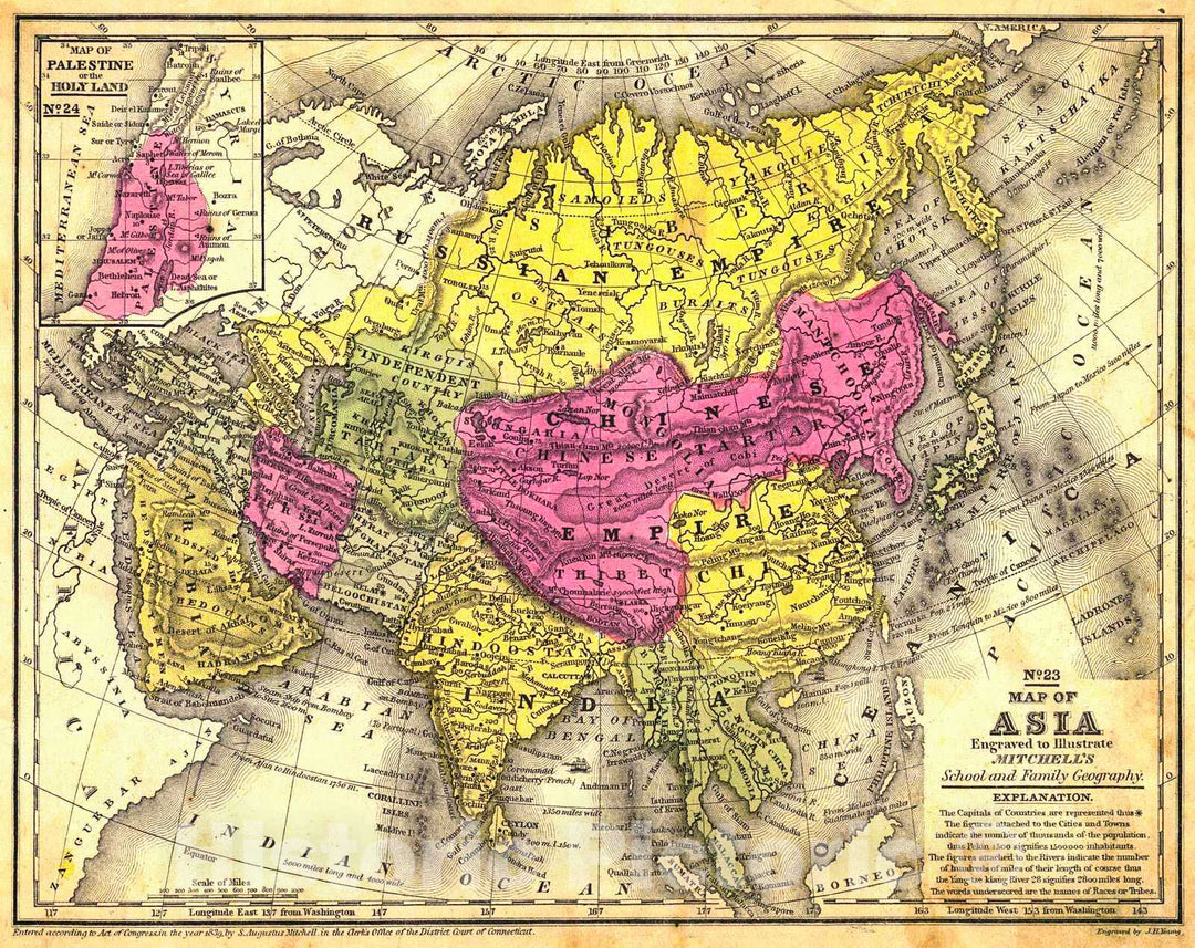 Historic Map : 1839 Map of Asia : Vintage Wall Art