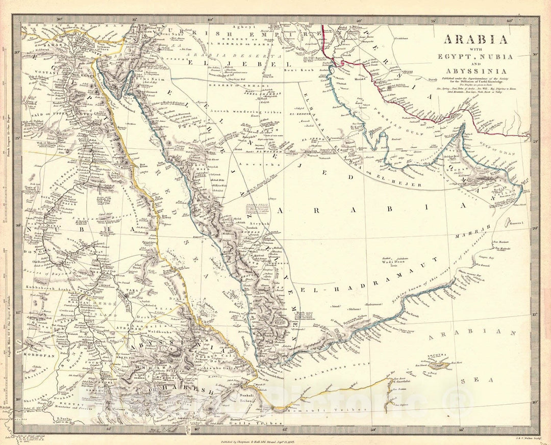 Historic Map : 1843 Arabia with Egypt, Nubia and Abyssinia : Vintage Wall Art