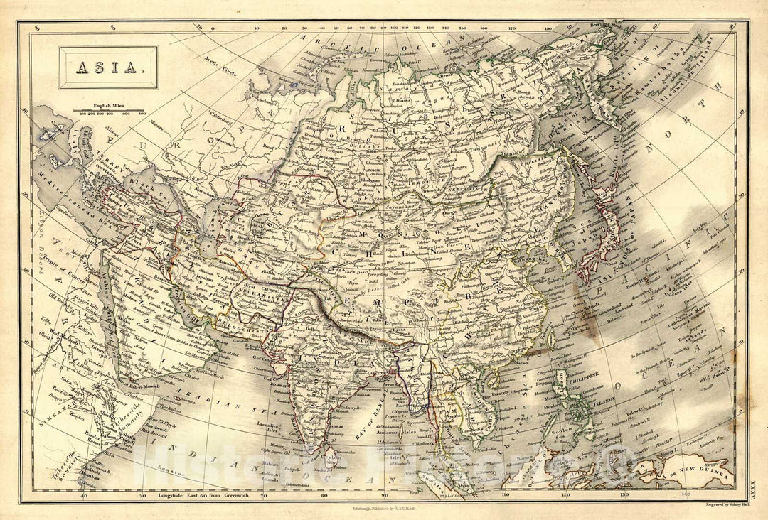 Historic Map : 1847 Asia : Vintage Wall Art