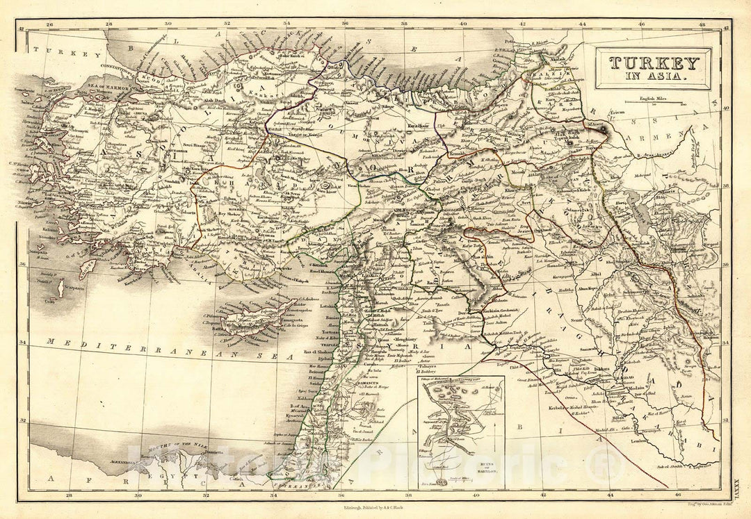 Historic Map : 1847 Turkey in Asia : Vintage Wall Art