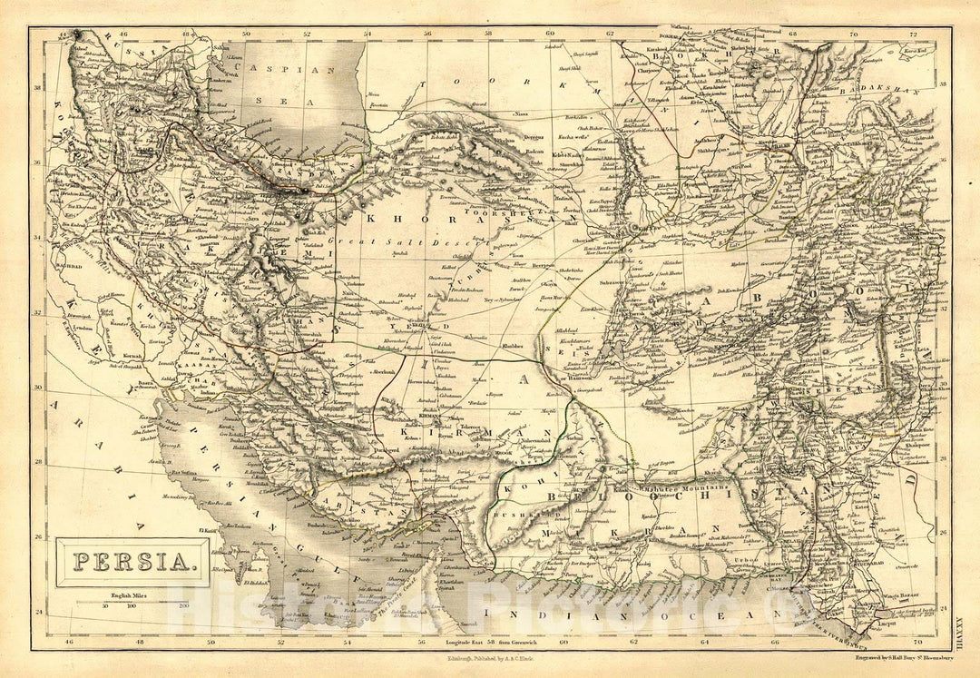 Historic Map : 1847 Persia : Vintage Wall Art