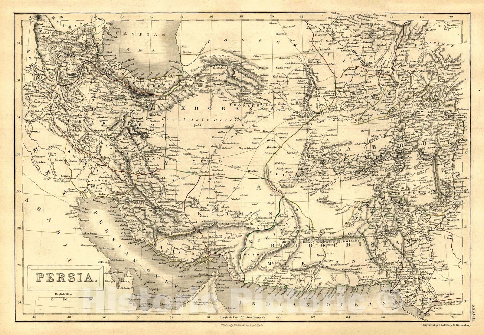 Historic Map : 1847 Persia : Vintage Wall Art