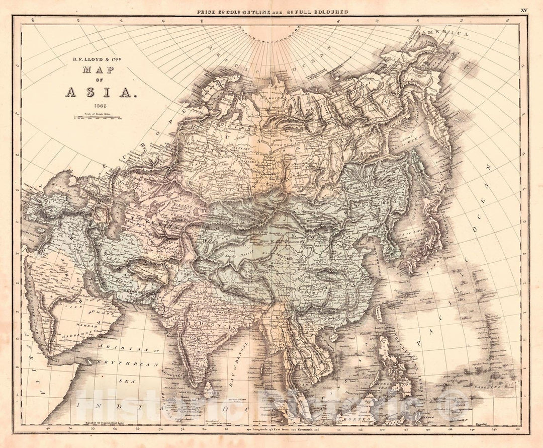 Historic Map : 1848 Map of Asia : Vintage Wall Art