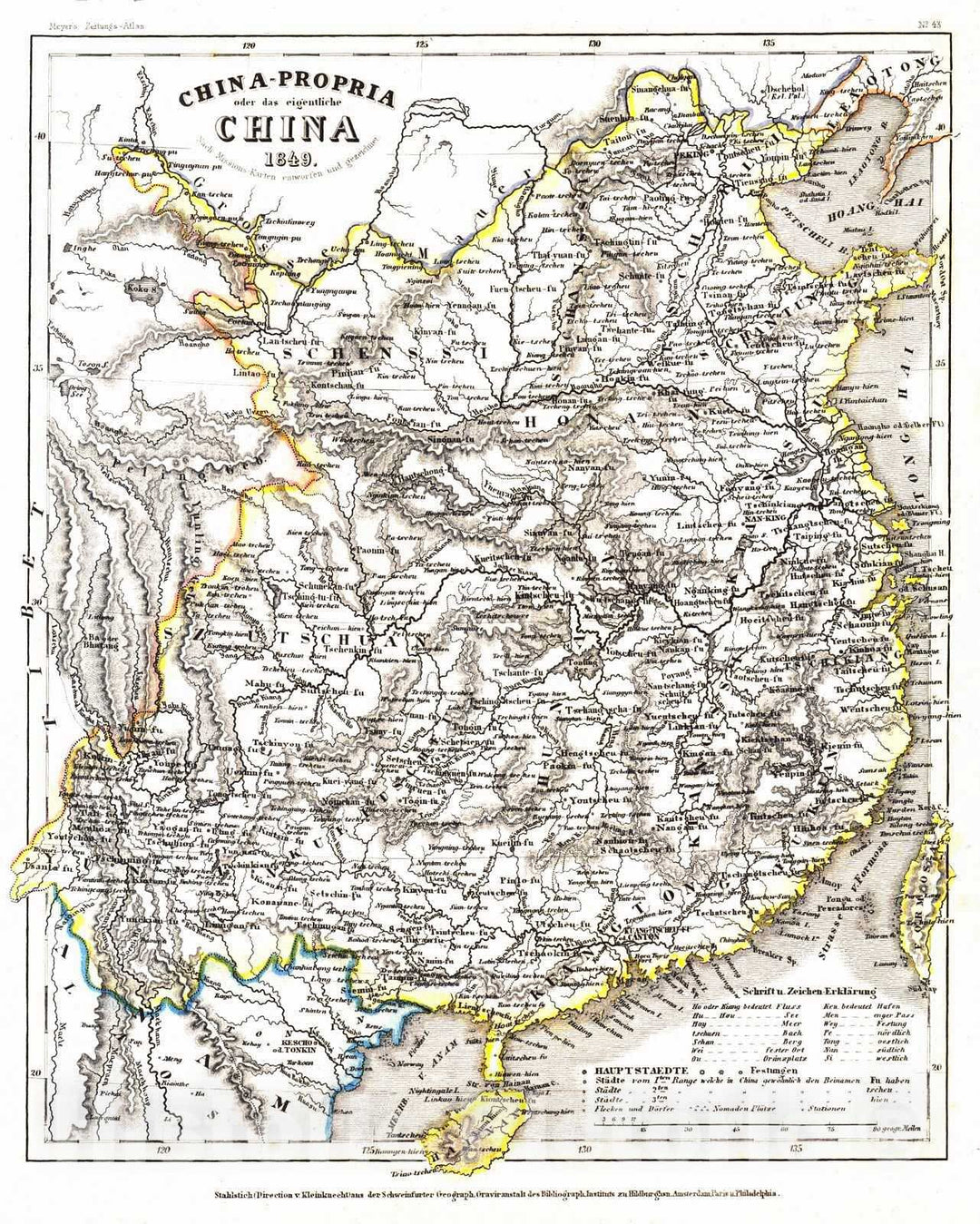 Historic Map : 1849 China-Propria oder das eigentliche China : Vintage Wall Art