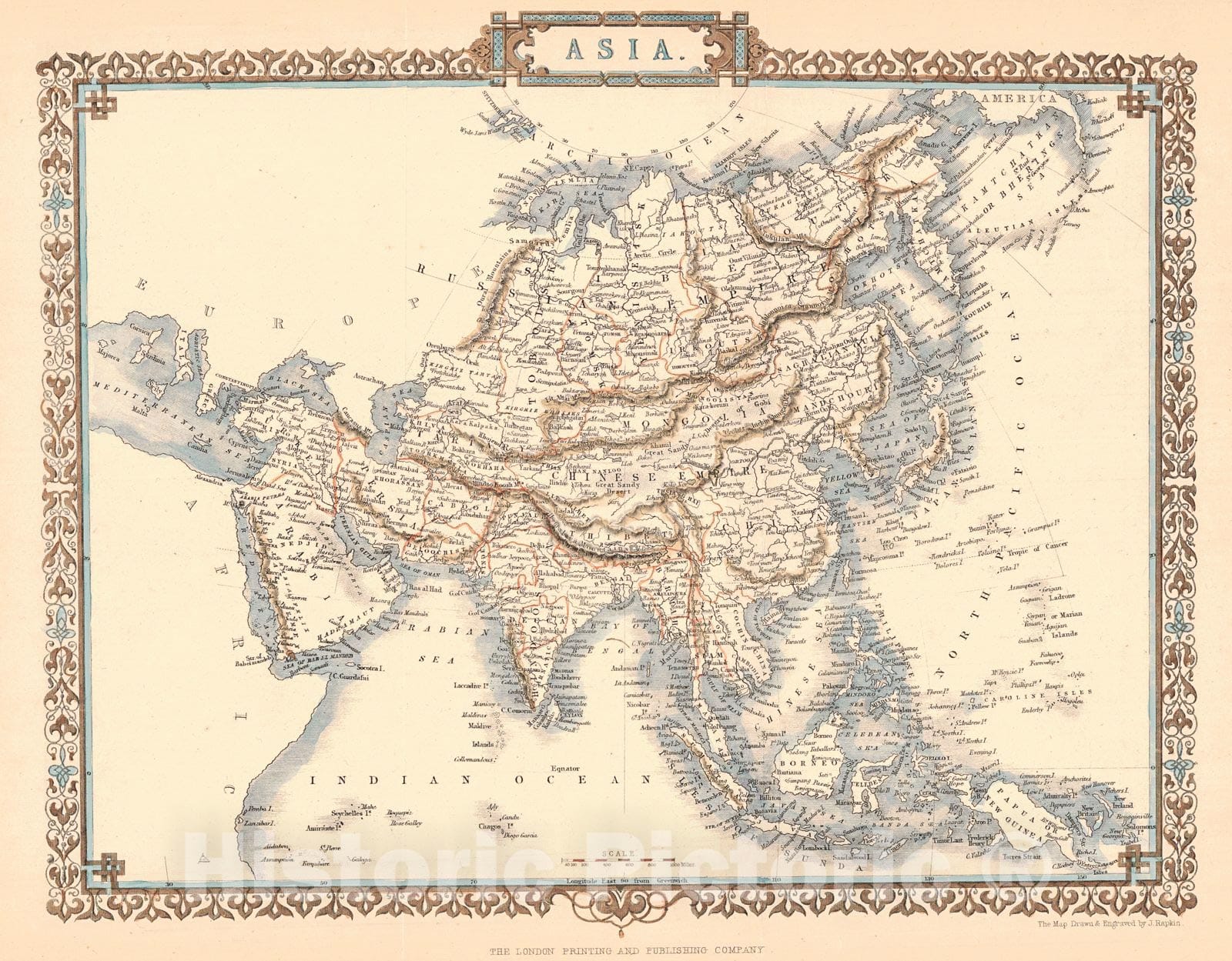 Historic Map : 1850 Asia : Vintage Wall Art