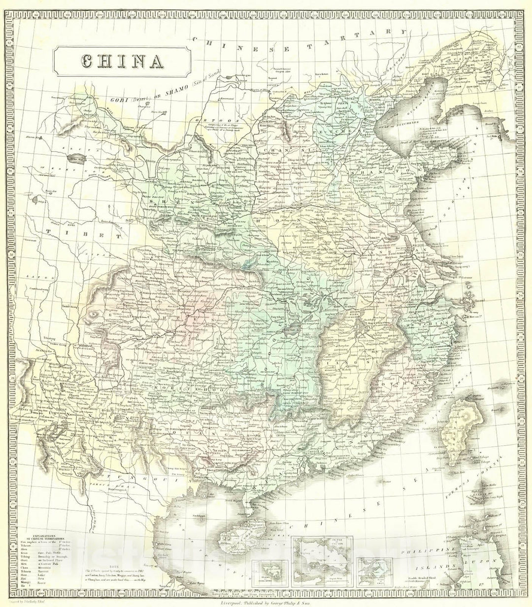 Historic Map : 1852 China  : Vintage Wall Art