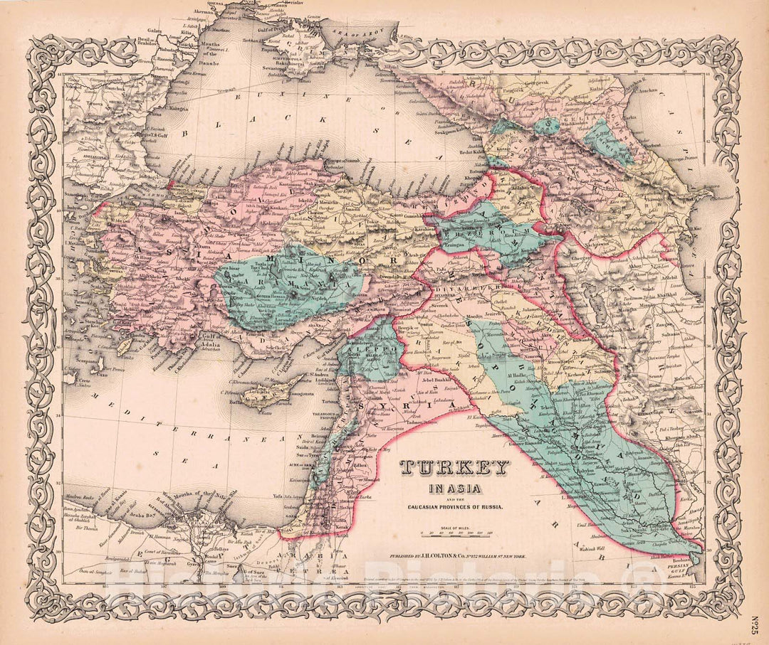 Historic Map : 1855 Turkey in Asia and the Caucasian Provinces of Russia : Vintage Wall Art